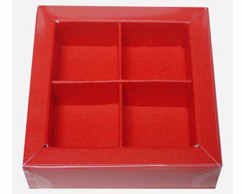 Windowbox 66x66x19mm 4 division strawberry 